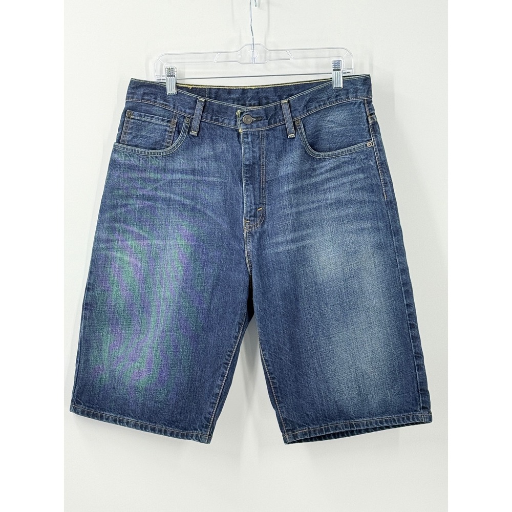 Levis 569 Loose Straight Denim Shorts Mens sz 33 Dark Wash Blue Jean Jorts